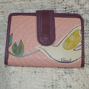 Fossil Bifold Leather Wallet Pink/Purple Dove